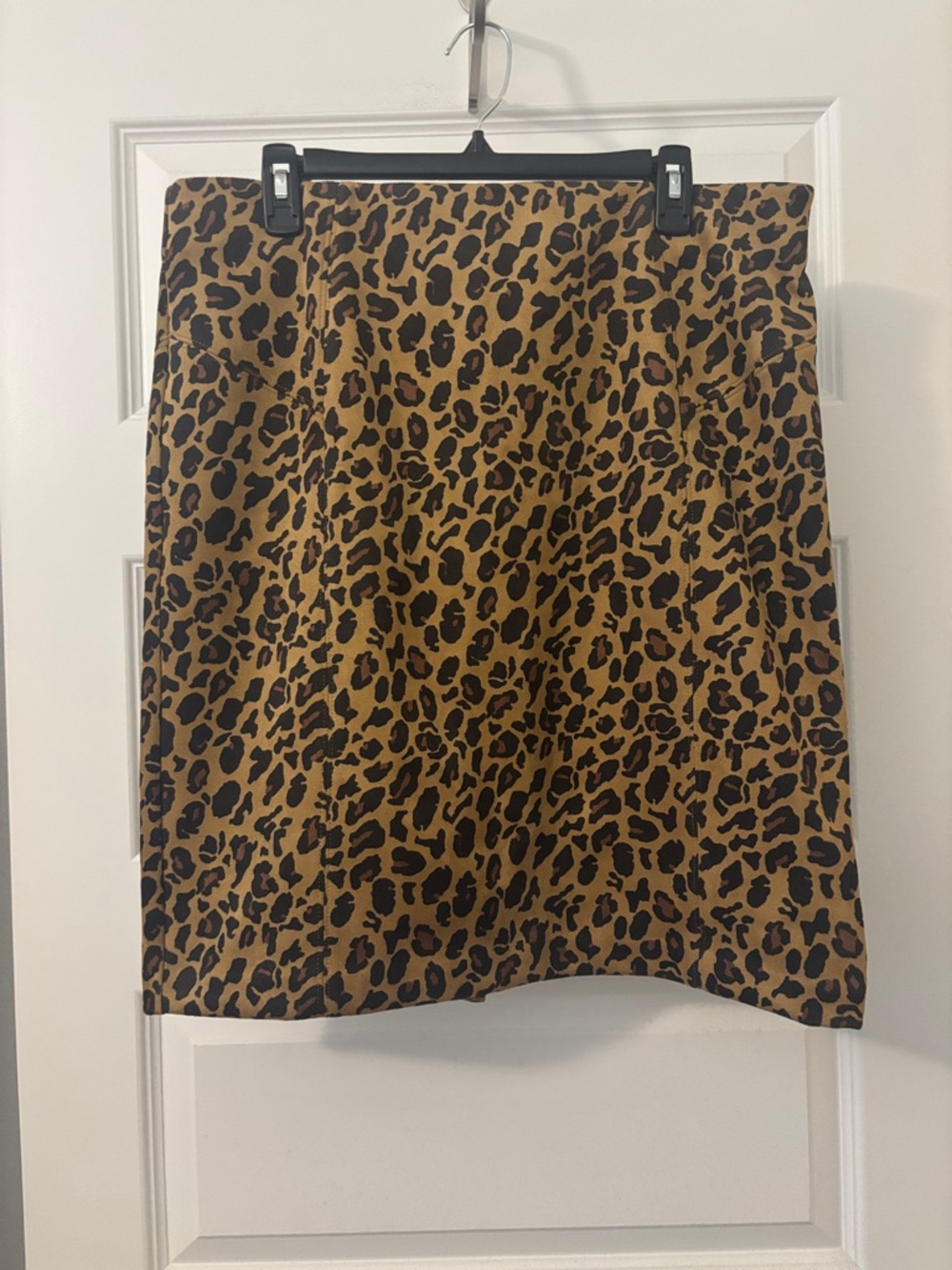Marc New York Leopard Print Midi Skirt Tan & Black Faux Velour pull on SZ XL NWT